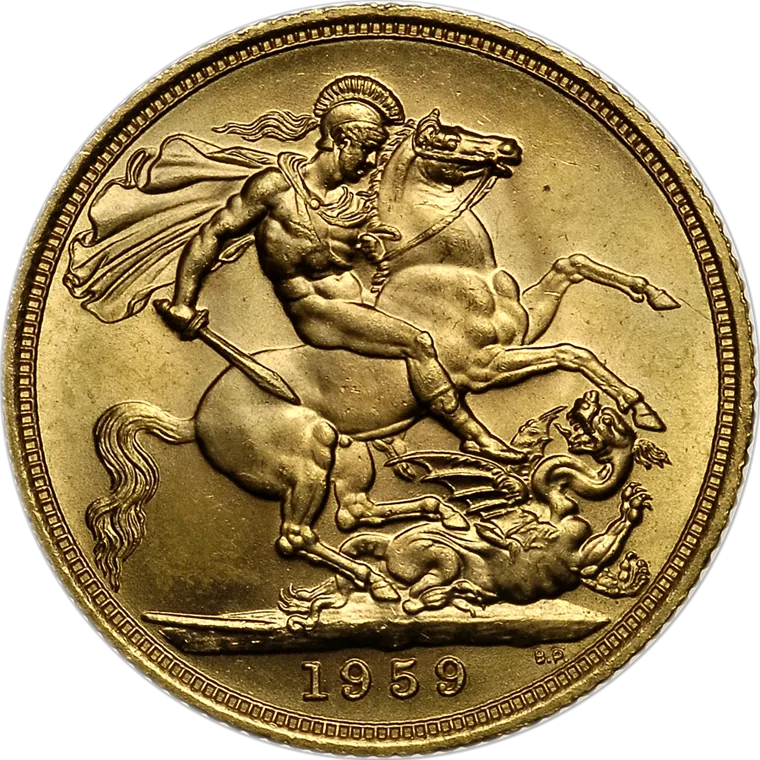 A gold sovereign, St George and the dragon on the reverse